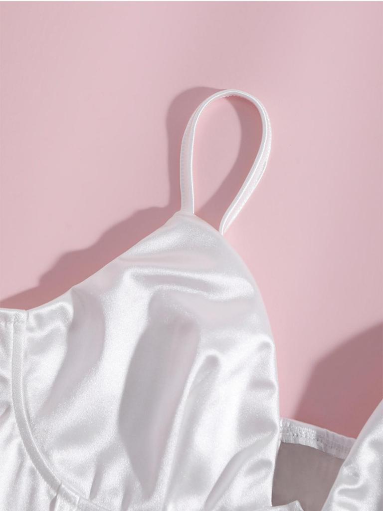 Satin Tank Top Solid Halter Crop Tops Women Summer Adjustable Shoulder Strap Camis Backless Camisole Casual Tube Female Sleeveless Cropped Vest
