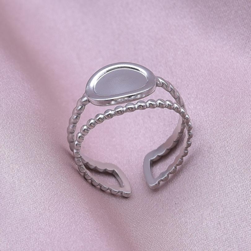 Klassisk Retro Öppningsbar Justerbar Ring Oregelbunden Geometri Hjärta Ellips Vattendroppe Glänsande Rostfritt Stålringar Semesterpresent