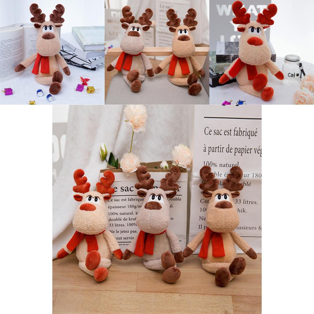 Christmas Reindeer Plush Toy With Pp Cotton Fill For Kids Holiday Decor Gift