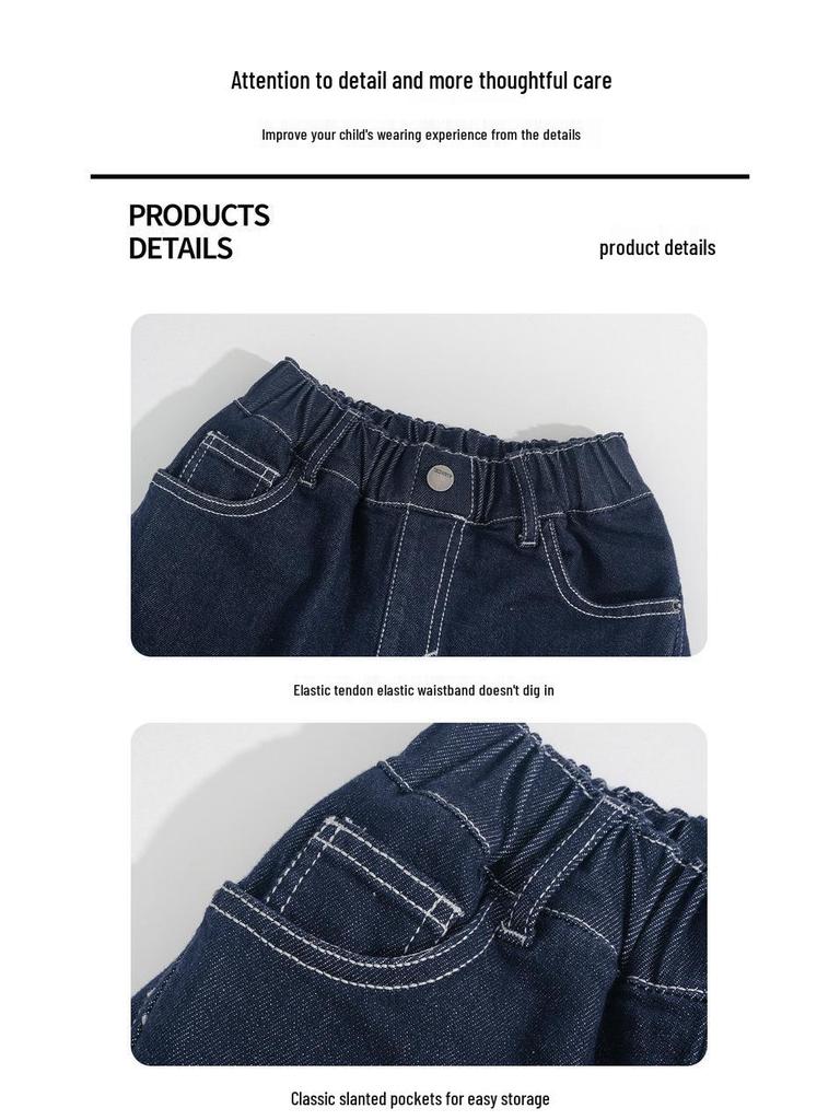 2025 Chłopięce Jesienne Jeansy w Koreańskim Stylu o Luźnym Kroju z Prostą Nogawką
