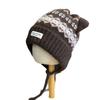 New Cute Cat Ears Plus Velvet Knitted Hat for Women in Autumn and Winter Thickened and Warm Ear Protecting Lei Feng Hat Showing Face Small Woolen Hat