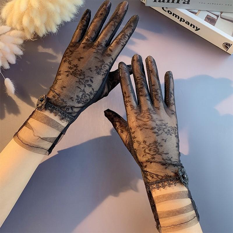 Sunscreen Lace Gloves Spring Bow Touch Screen Gloves Ladies Driving Breathable Outdoor Shade Cycling Summer Gloves
