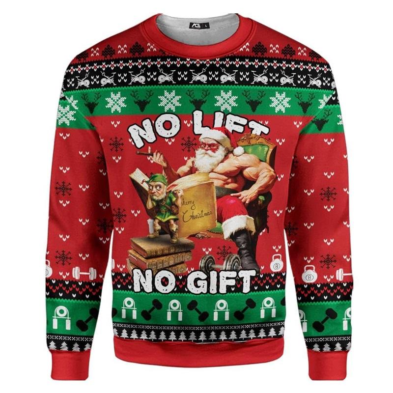 3d Print Santa Claus Playing Hockey Graphic Sweatshirts Men's Merry Christmas Crew Neck Pullover Sweater New In Xmas Hoodie