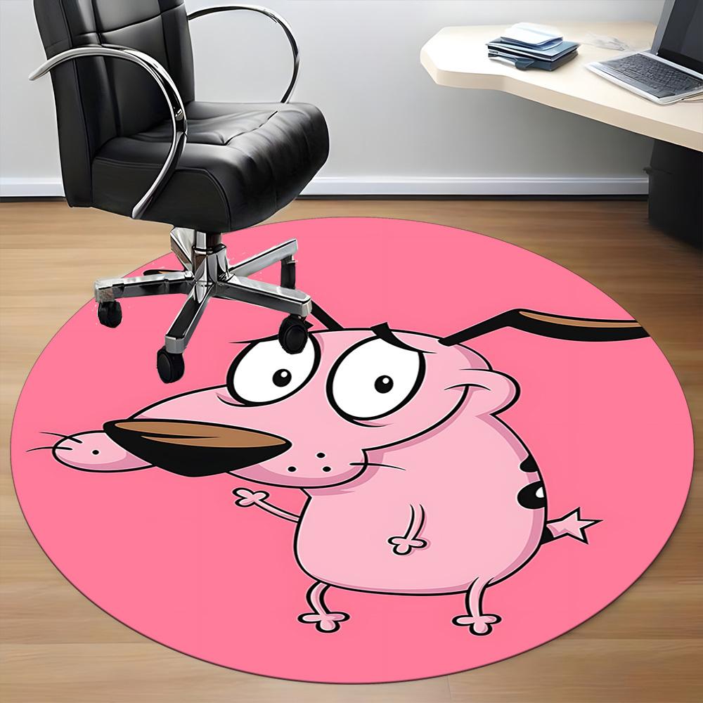1pc Courage the Cowardly Dog Office Round Area Rug, Under Office Chairs Bedroom Living Room Home Decor, Room Decoa1016070