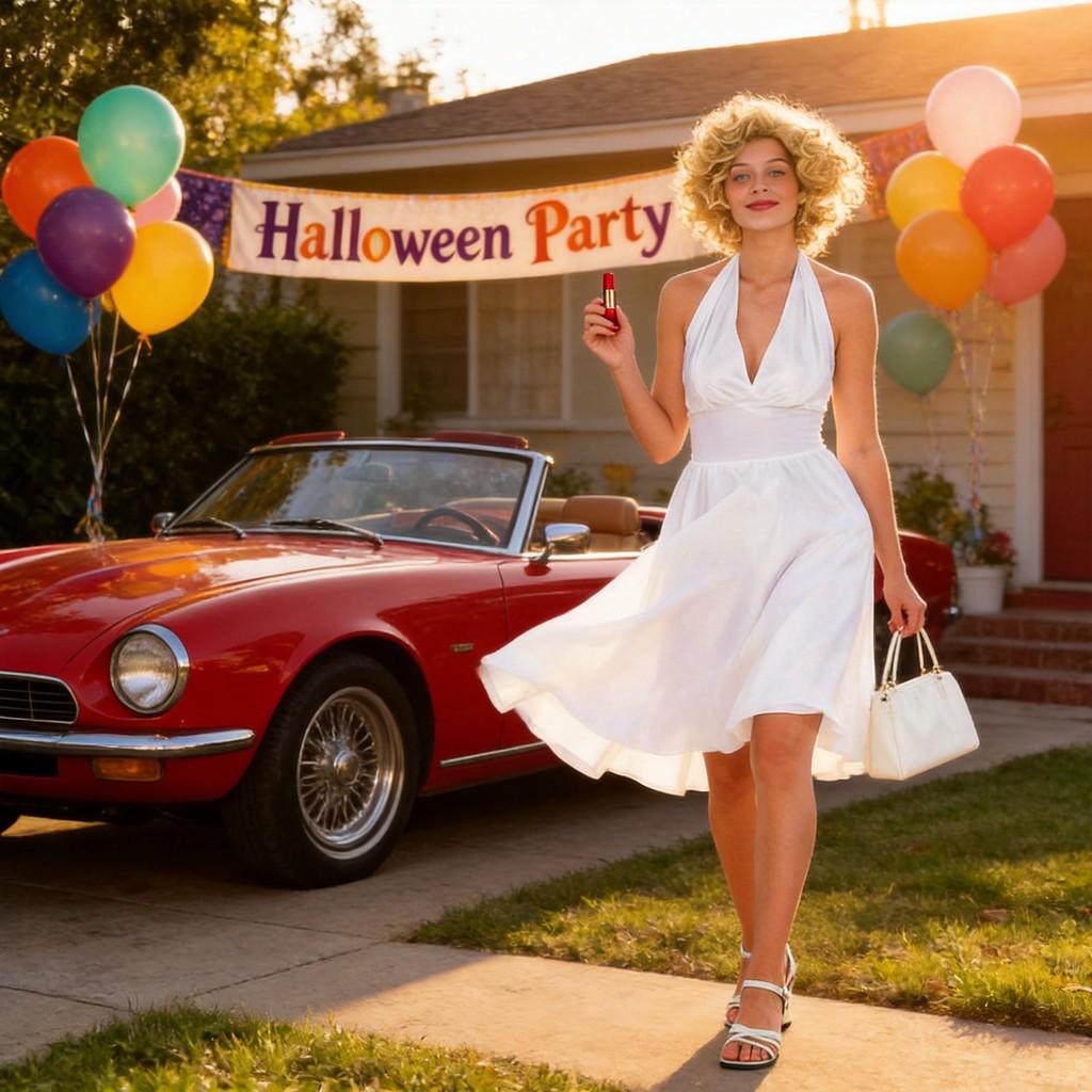 Ensemble de costumes Elvis Presley Marilyn Monroe Avec Perruque Ondulée Pour Fête d'Halloween