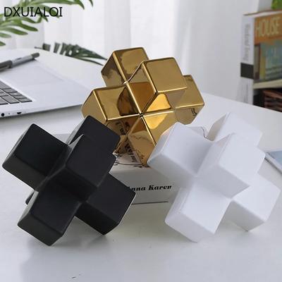 DXUIALOI Blocchi da costruzione placcati in stile nordico semplice Decorazione in ceramica Decorazione geometrica semplice per casa Soggiorno Scrivania