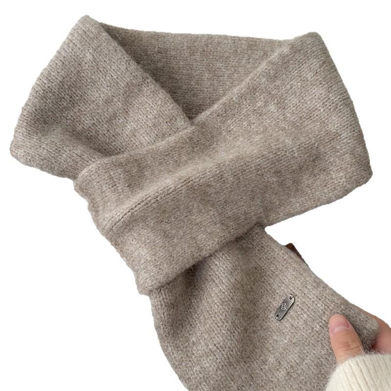 Wool Knitted Blended Red Small Scarf with Ear Piercing Holes for Winter Warmth A Family and Children's Scarf