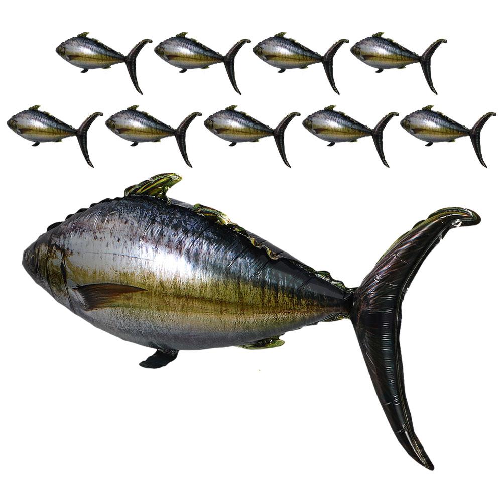 10pcs Inflatable Fish Balloons Aluminum Foil 3D Ocean Simulation Tuna Inflatable Birthday Party Decoration Balloon