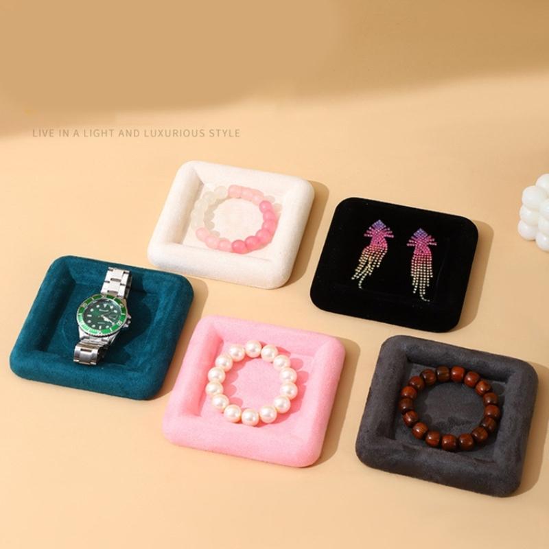 Velvety Jewelry Display Tray Exquisite Jewellery Holder Portable Rings Earrings Necklace Organizer Tray Storage Holder