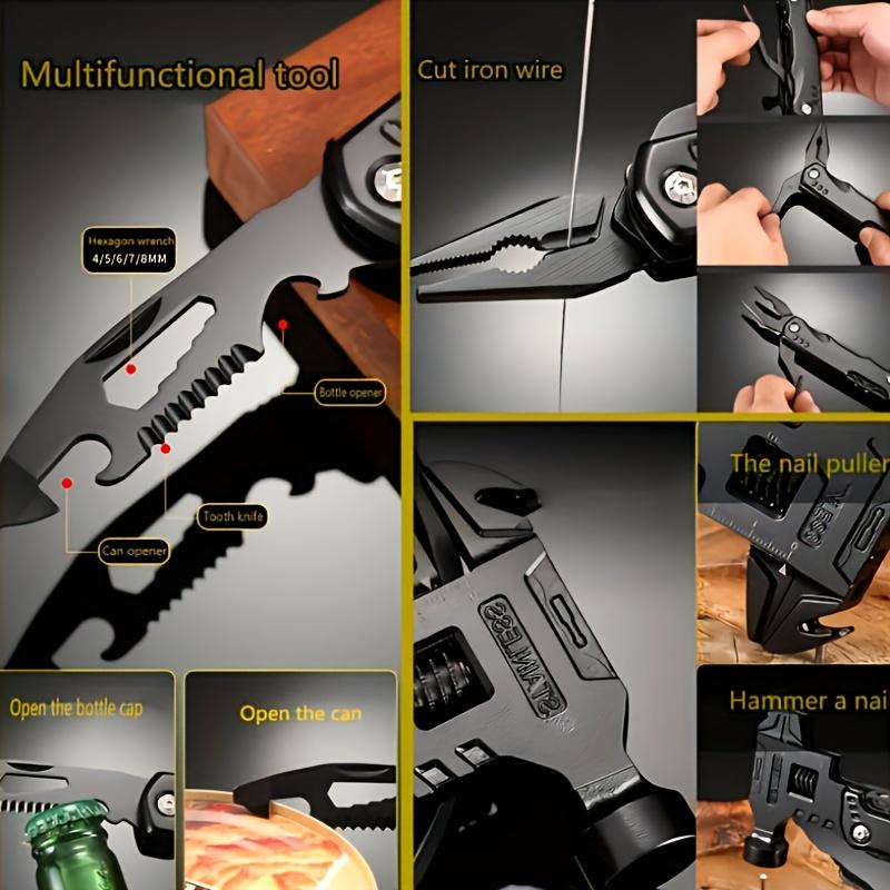 Unealtă Multifuncțională 16-în-1 - Unealtă Multifuncțională Compactă de Supraviețuire DIY cu Șurubelniță, Deschizător de Sticle/Cheie, Cuțit, Cheie Reglabilă, Ciocan Unealtă Multifuncțională