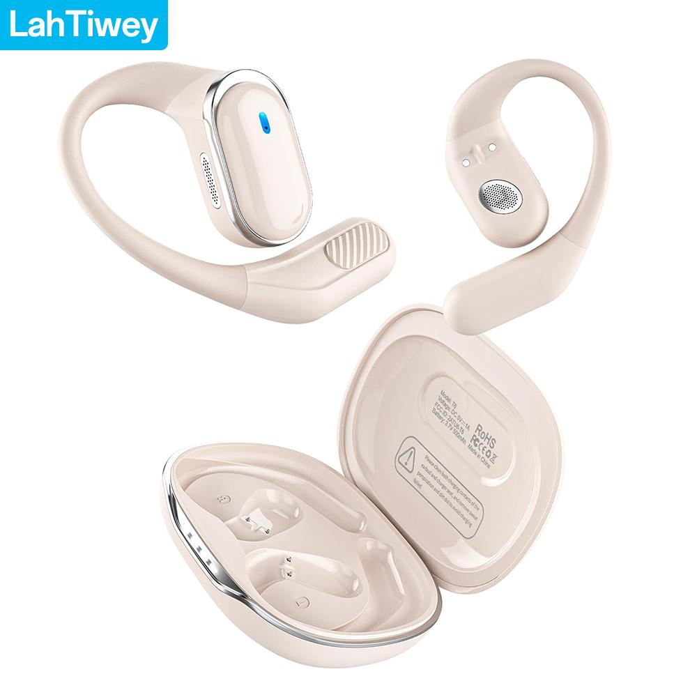 

Bluetooth 5.4 Wireless Headphones Open Ear Earbuds with HD Mic, 60h Playtime Ultralight Comfort Open Ear Headphones with Earhook слонова кістка