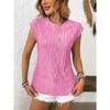 Summer New Women's Round Neck Jacquard Short-sleeved Loose T-shirt Vest for Women