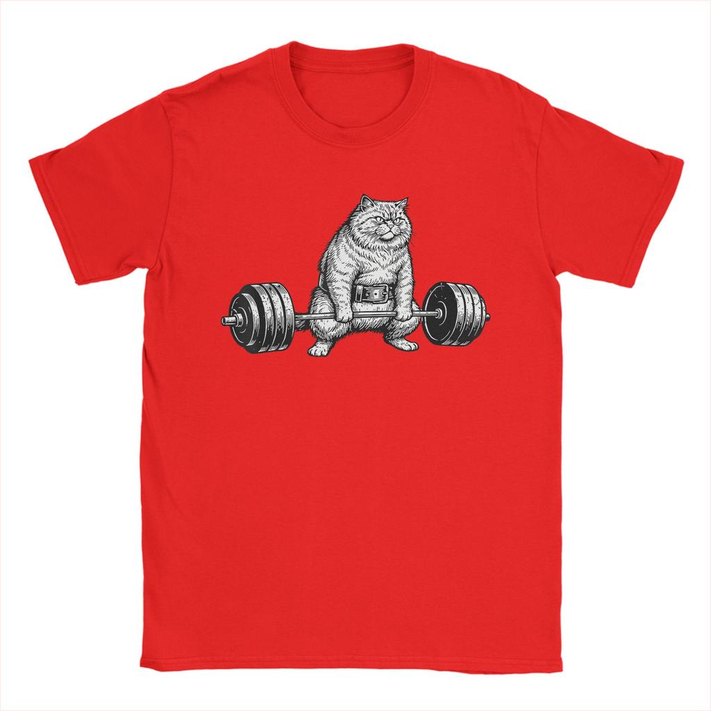 Retro Cat Deadlift Powerlifting TShirt Summer  Cotton TShirts For Men Hip Hop Casual Tee Shirt Short Sleeve Aesthetic Tees