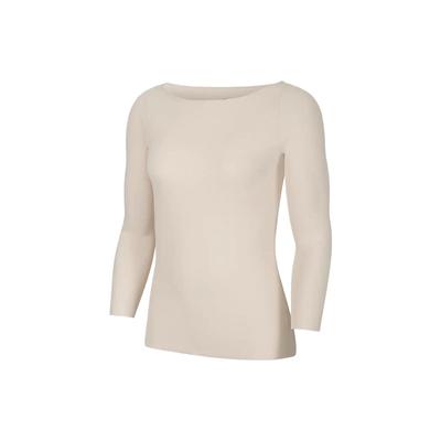 Einfarbiges lässiges Rundhals-Langarm-T-Shirt Damenoberteile Beige DA0720-219