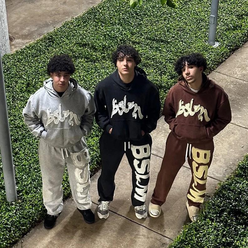 Felpa con Stampa di Lettere Unisex e Pantaloni Larghi Tuta Hip Hop Set da 2 Pezzi
