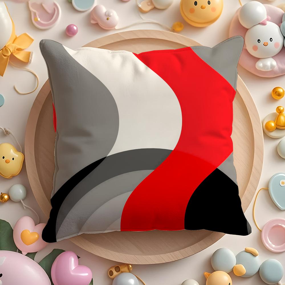 

Modern Red Black Color Pillow Case Soft Plush Fabric DoubleSided Printed Cushion Cover Warm Winter Sofa Pillow Case 30cmx30cm
