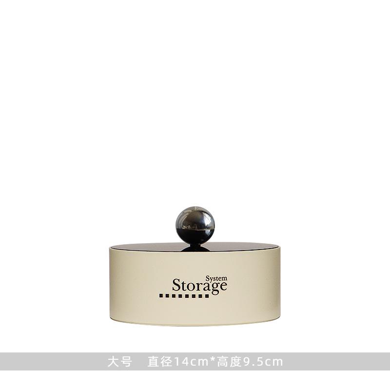 Nordic Style Jewelry Box Round Metal Lid Multi-Layer Ring Stud Earrings Small Items Storage Box