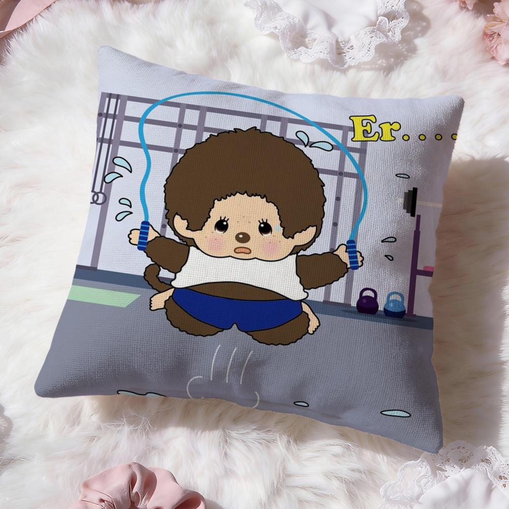 Cartoon M-MonchhichiS Cushion Cover Premium Comfort Reversible Pillow Cove -Two in One Design for Any Room & Car Interior