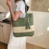 Fashion retro beach vacation woven contrasting color women's tote bag new versatile women's shoulder handbag