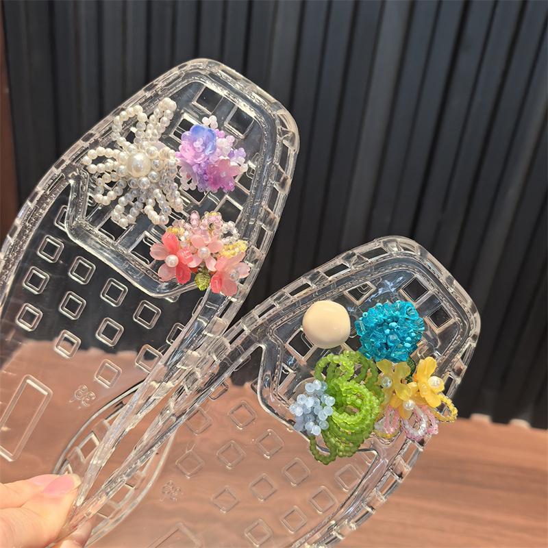 Dopamine  Beaded Jelly Shoes Sandals Accessory Diy Decorative Shoe Flower Slippers Shoe Buckle Accessories