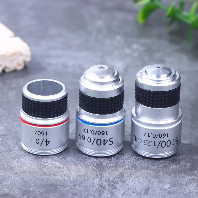 4X 40X 100X Achromatic Objective Lens, Durable Microscope Lens Adapters