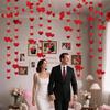 2pcs total 8m Red Heart Garland Hang Love Streamer Glitter Heart Backdrop for Wedding Engagement Valentines Party Decor