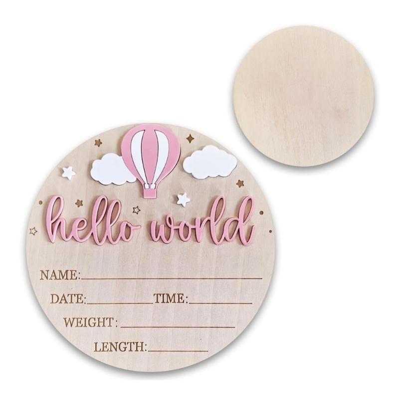 

Wood Baby Birth Keepsakes Plaque Hello Worlds Welcome Sign Nontoxic Customizable Nursery Wall Decors For Newborns Gift 1