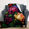 1pc Peonies, Floral Flannel Blanket, Comfortable and Warm Blanket, for Camping Sofa Bed and Couch Office048