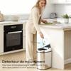 12L Sensor-Mülleimer, Automatischer Berührungsloser Bewegungssensor Küchenmülleimer aus Fingerabdruck-resistentem Edelstahl, Silber
