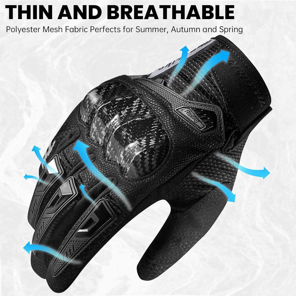 Motorcycle Gloves Touchscreen Motocross Dirt Bike Riding Glove With Carbon Fiber Protective Hard Knuckles For Men Women Model MD66