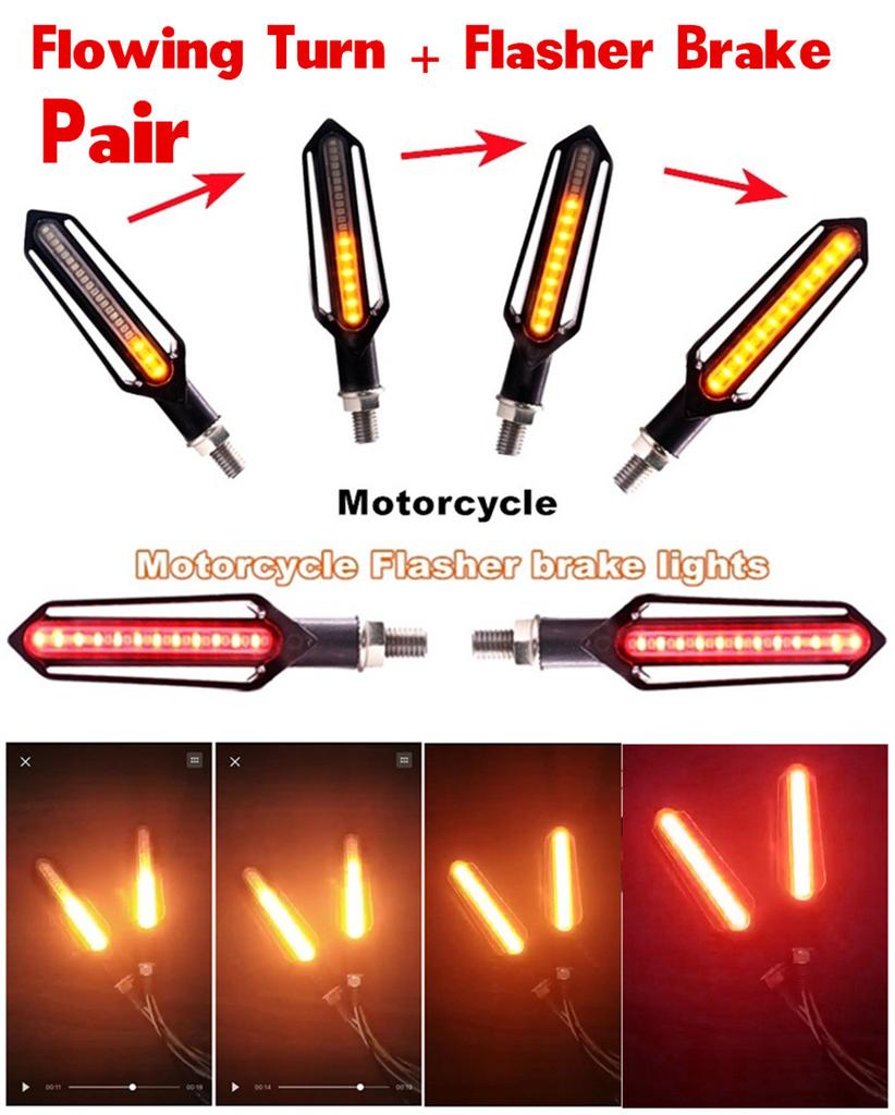 2X Dual Colors 24 LED Motorcycle Brake Taillight Flasher Strobe Turn Signal Lamp