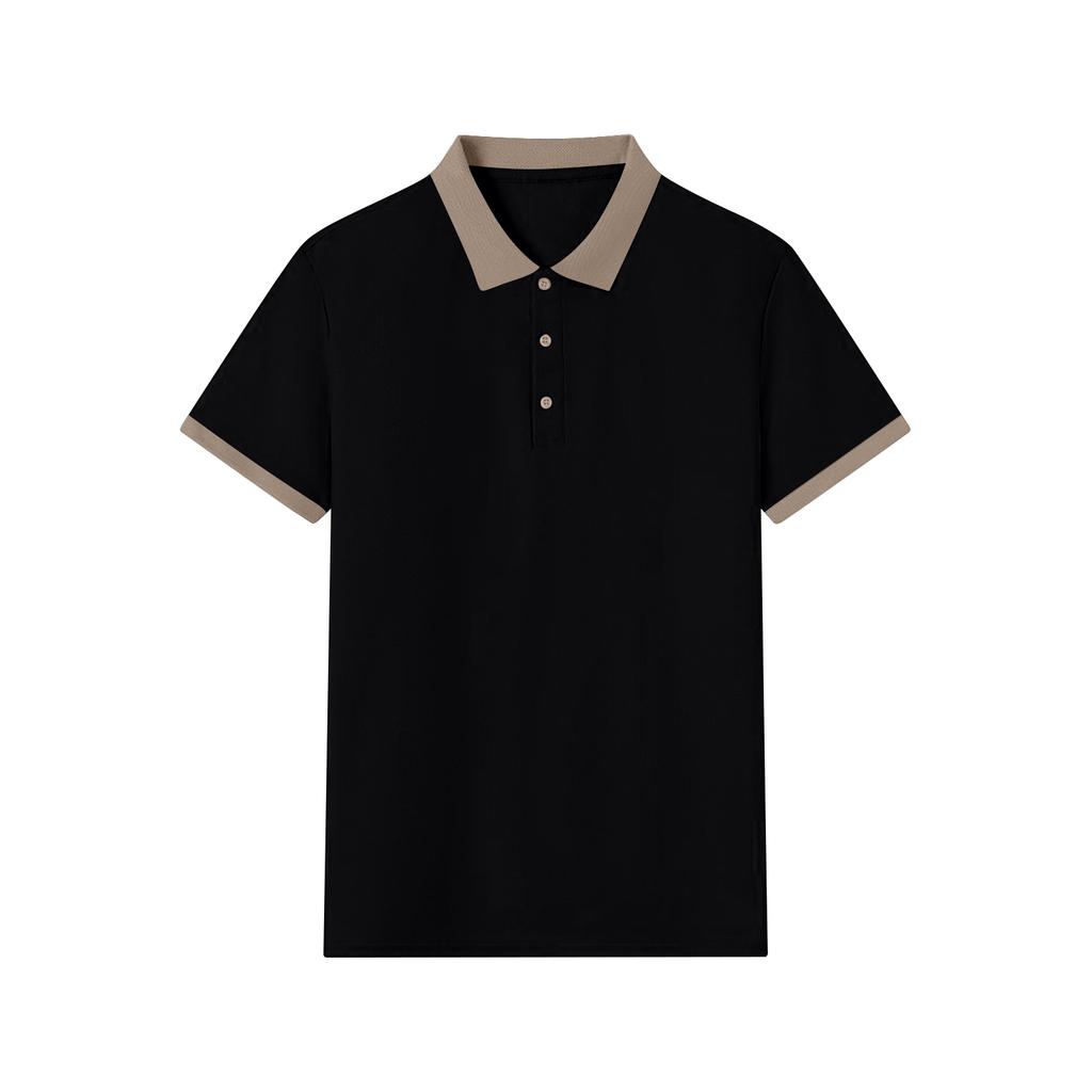 Men's Summer Color-blocked Lapel Short-sleeve T-shirt Casual Sporty Top