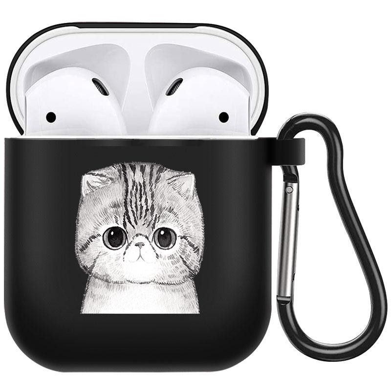 קריקטורה חמוד חיות מחמד כלב חתול בעל חיים ינשוף צמח פרחי אפל עבור אפל AirPods 2 3 כיסויי אוזניות חסינות זעזועים שחורות AirPods Pro Funds Cover