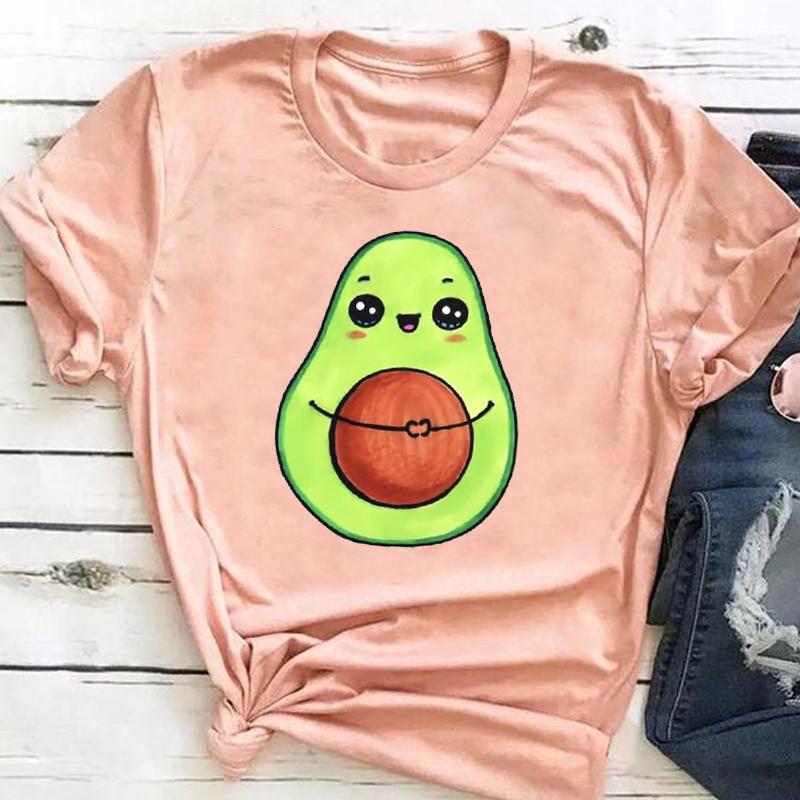 (Asian Size ) Graphic Tee Avocado Love Style Clothing Summer Sweet Trend  Print Female T Top Casual Short Sleeve Women Fashion T-shirt
