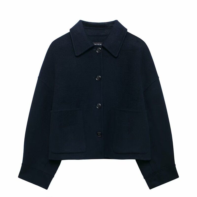 Fashion Style 2024 Fall and Winter New Women's Clothing Easiest for Match Slim Looking Wool Blended Double-Sided Casual Outwear 7522241