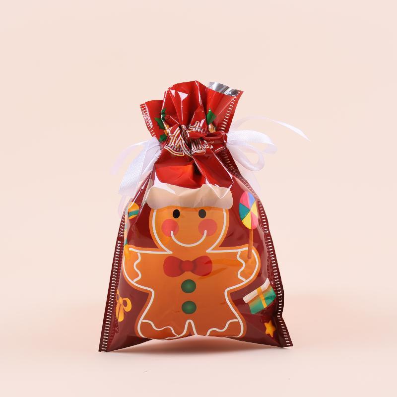 Christmas Drawstring Gift Bags with Assorted Festive Patterns Self Standing for Home Xmas Party Treat Packing