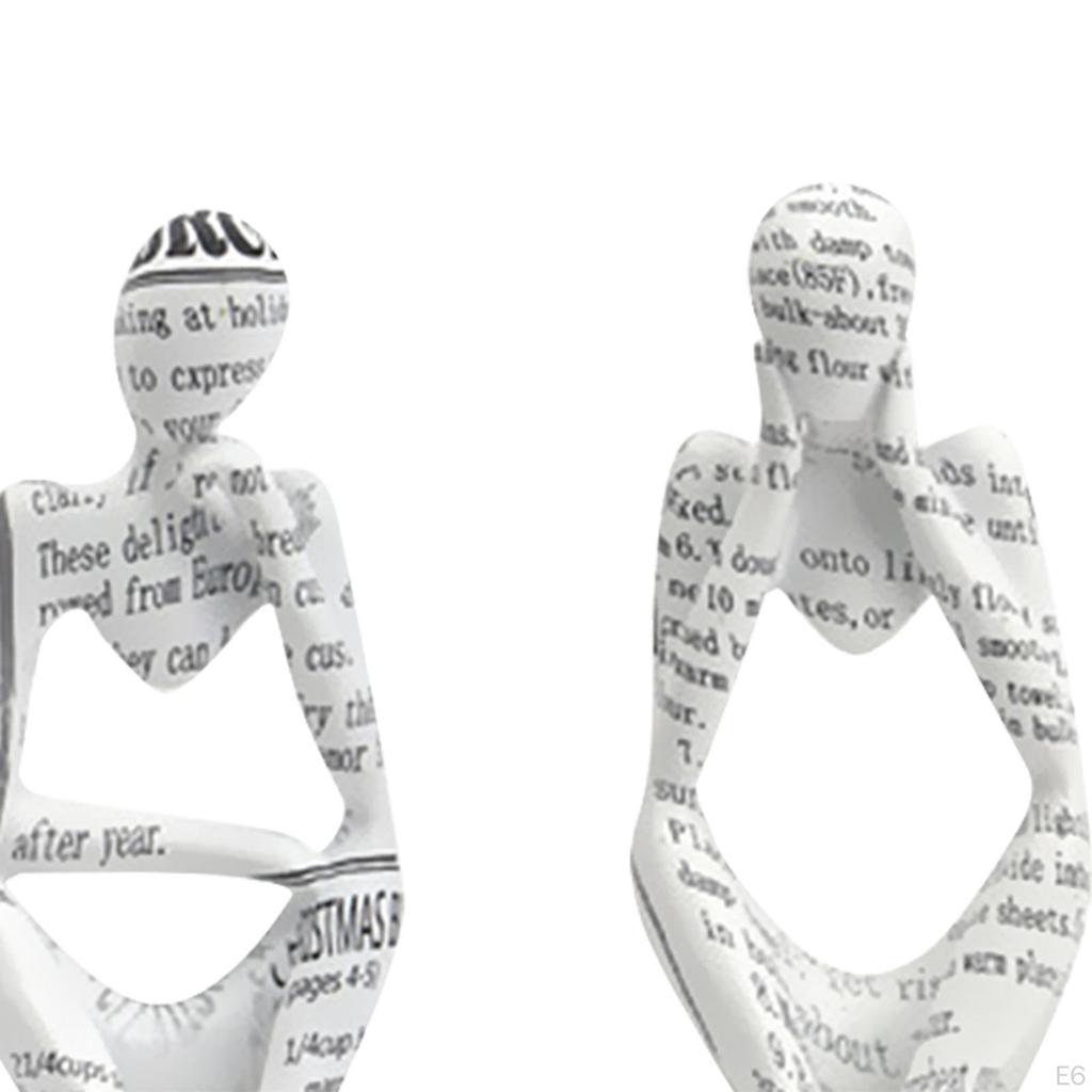 3 Piece Sitting Thinker Statue Modern Resin Figurines Abstract Sculpture for Home Office Study