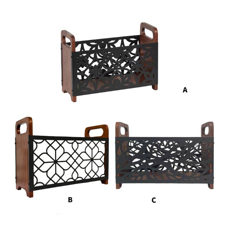 Multifunkční stojací úložný regál na knihy, časopisy, noviny Dřevěný organizér Elegantní domácí dekorace