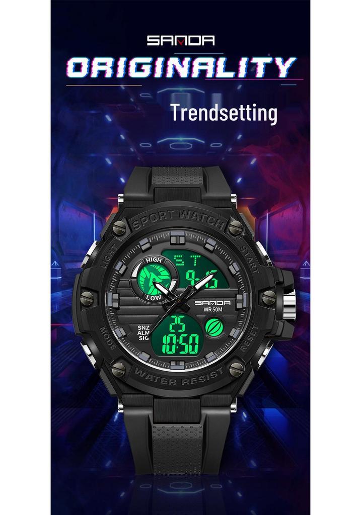 Sanda Men's Waterproof Multifunctional Tactical Luminous Sports Watch