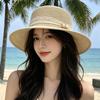 Classic Straw Hat With Pearl Lace Band For Sun Protection And Beach Vacation