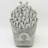Popcorn White Clear/Red Evening Clutch Bag Wedding Purse Handmade Dazzling Women Shoulder Chain Handbags Party Cocktail Clutches