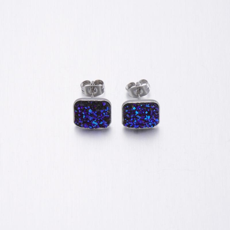 Women’s Crystal Cluster Rhinestone Stud Earrings - Square Concave-Convex Design, Star Style