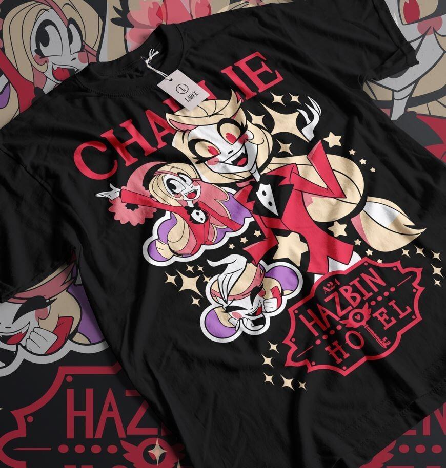 

Футболка унисекс Hazbin Hotel Charlie & Vaggie для фанатов фильма Hazbin Hotel в подарок M