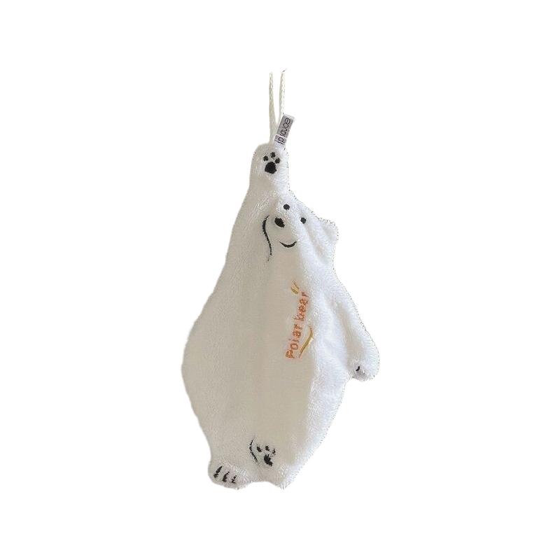 Polar Bear Hanging Hand Wiping Towel Christmas Towels Super Absorbent Kitchen Towel Coral Design Thick Cartoon Hand Towel