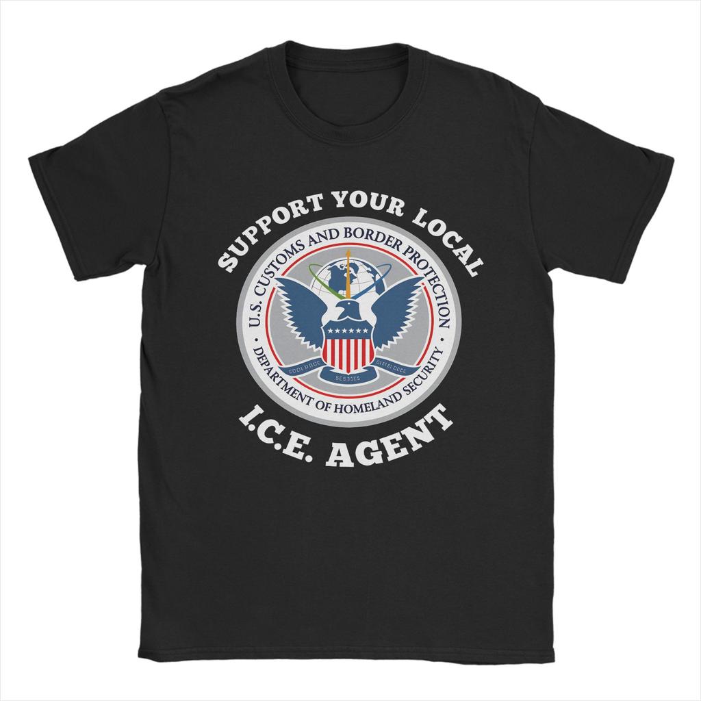 Immigration and Customs EnforceUnisext ICE Unisexs T Shirt Vintage Tees Short Sleeve Crewneck TShirt Pure Cotton Clothes