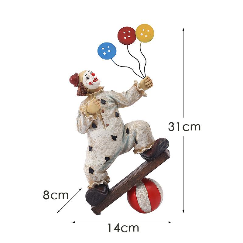 Nordic Circus Clown Figure Decoration Home Creative Decoration Desktop Entrance Foreign Trade Resin Crafts Wholesale Ornament