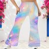 Women High Waist Large Size Printed Full Length Flared Pants