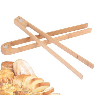 1PCS Wooden Toaster Tongs Magnetic Stand Round Head Design Reusable Easy To Clean Kitchen Tools Bread Making Utensils
