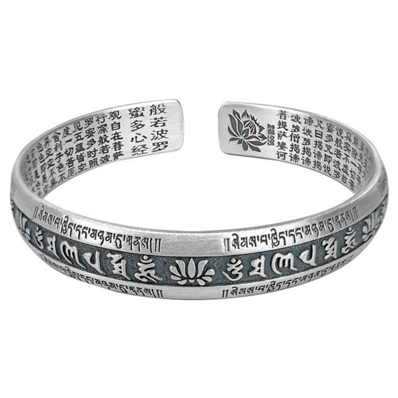 Engraved Open Cuff Bracelet with Vintage Script Detail and Floral Accent, Silver Tone Bangle for Festive Styling and Everyday Wear Use
