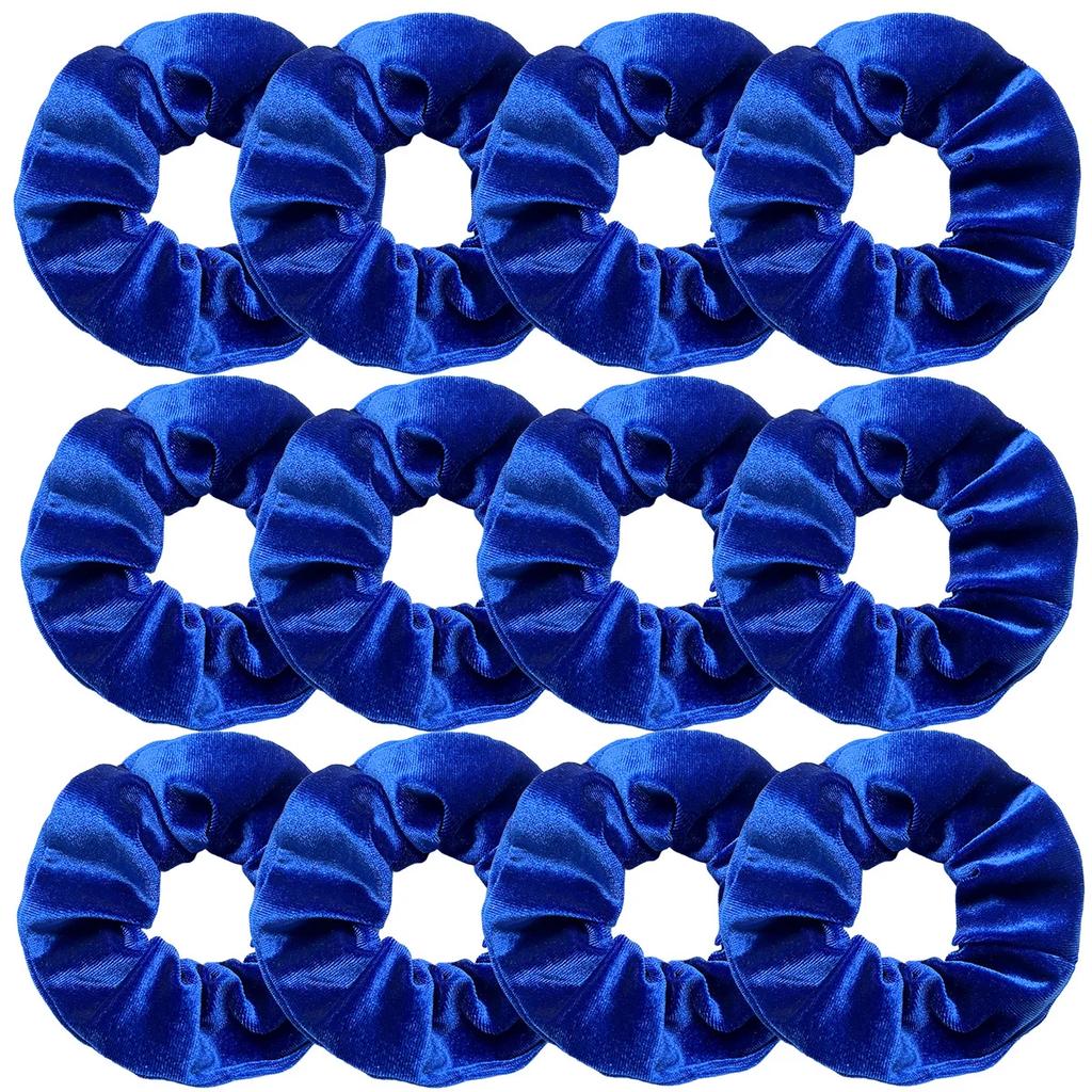 12pcs Vintage Women Pink Velvet Scrunchies Baby Girls Headwear White Black Blue Green Elastic Hair Bands Kids Hair Accessories